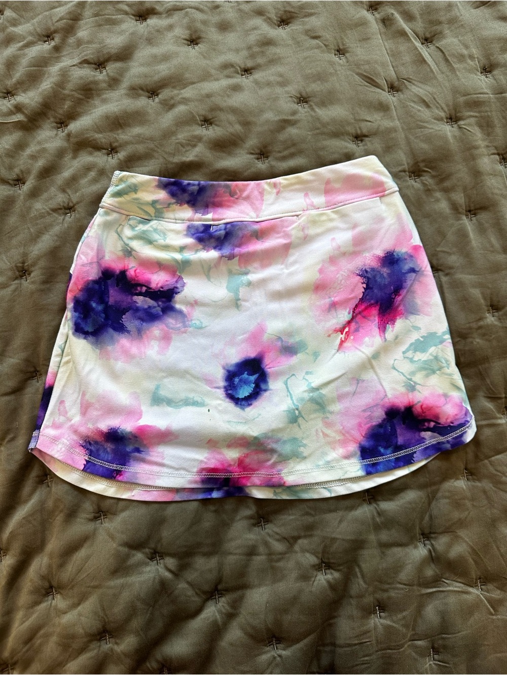 DSG Watercolor Floral Mini Skort- White, Pink & Purple